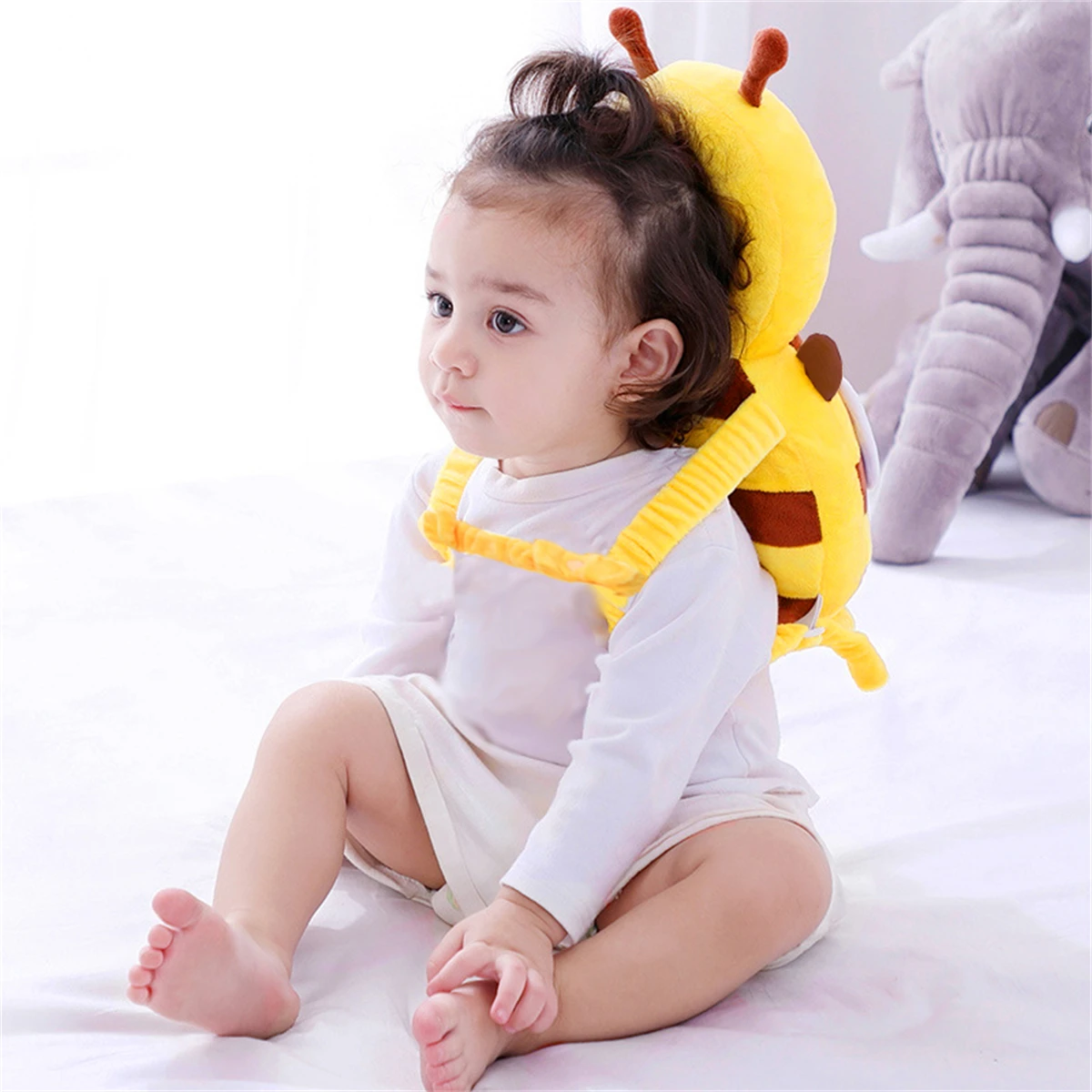 Head back protector baby protect pillow learn walk headgear prevent injured safety pad prevention fall cartoon bee kids pillows