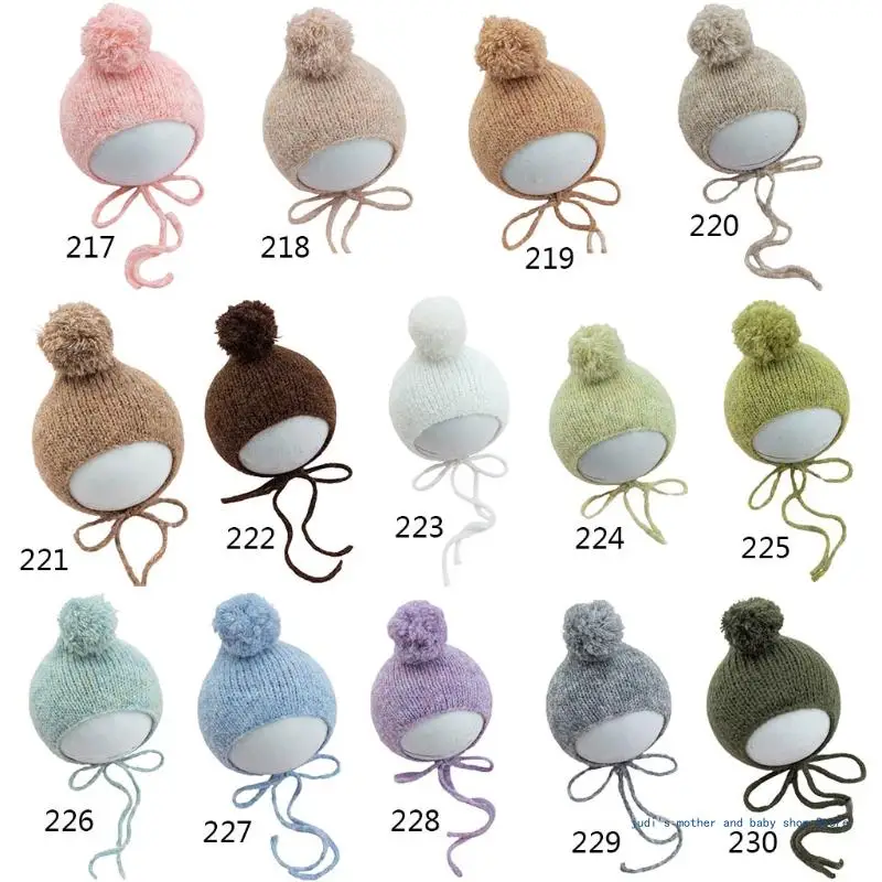 Baby Fur Ball Knitting Hat Handmade Crochet Newborn Photography Prop