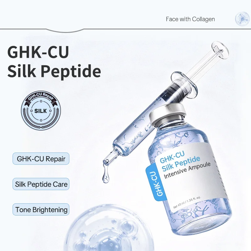 GHK-Cu Blue Copper Peptide Ampoule Serum Skin Booster for Face, Firming Hydrating Barrier Care, Improve Elasticity, 1pc