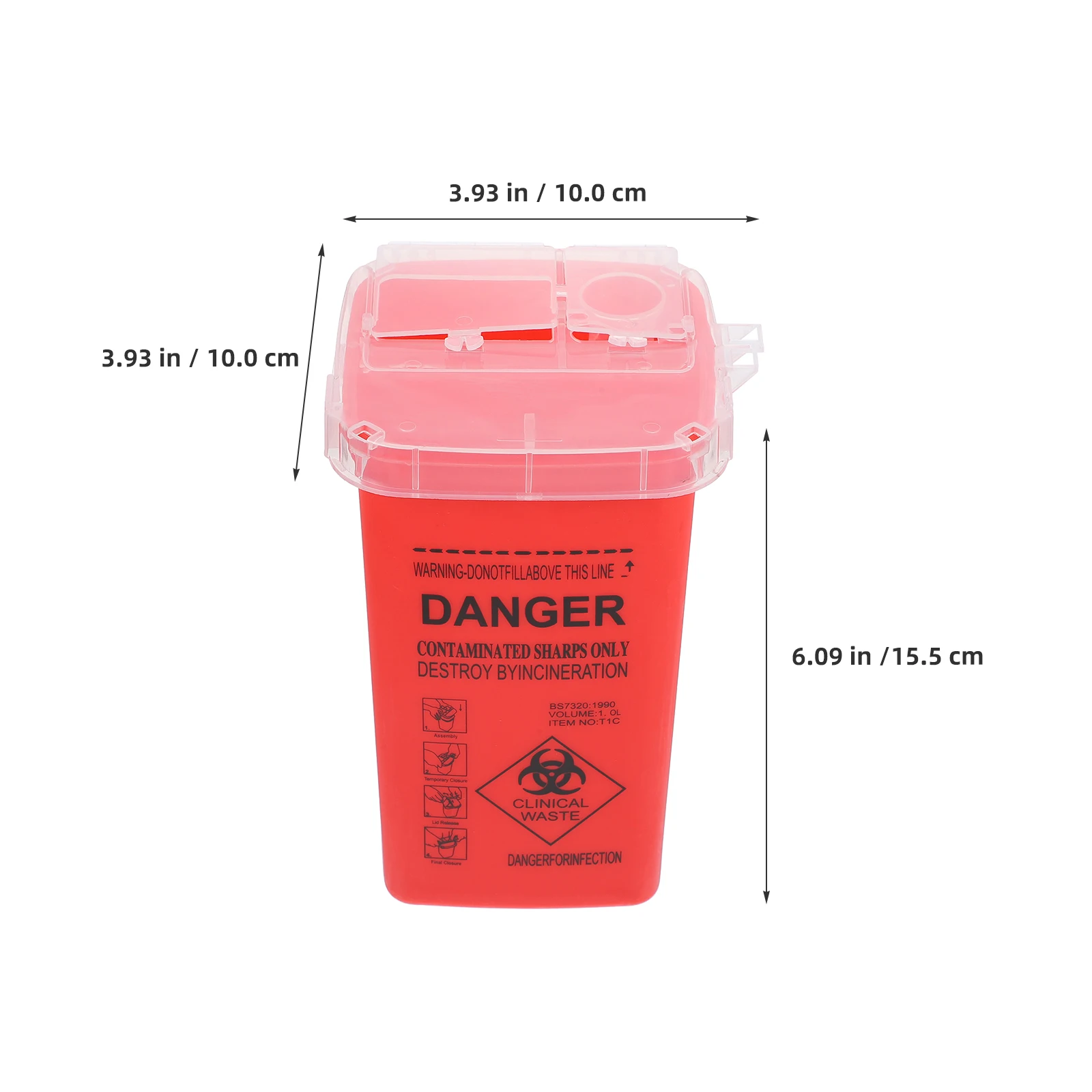 5 قطعة صندوق التخلص من الأدوات الحادة للوشم أسود متين بسعة كبيرة حاوية نفايات إبرة لمحلات الوشم وصالونات التجميل المحمولة #4