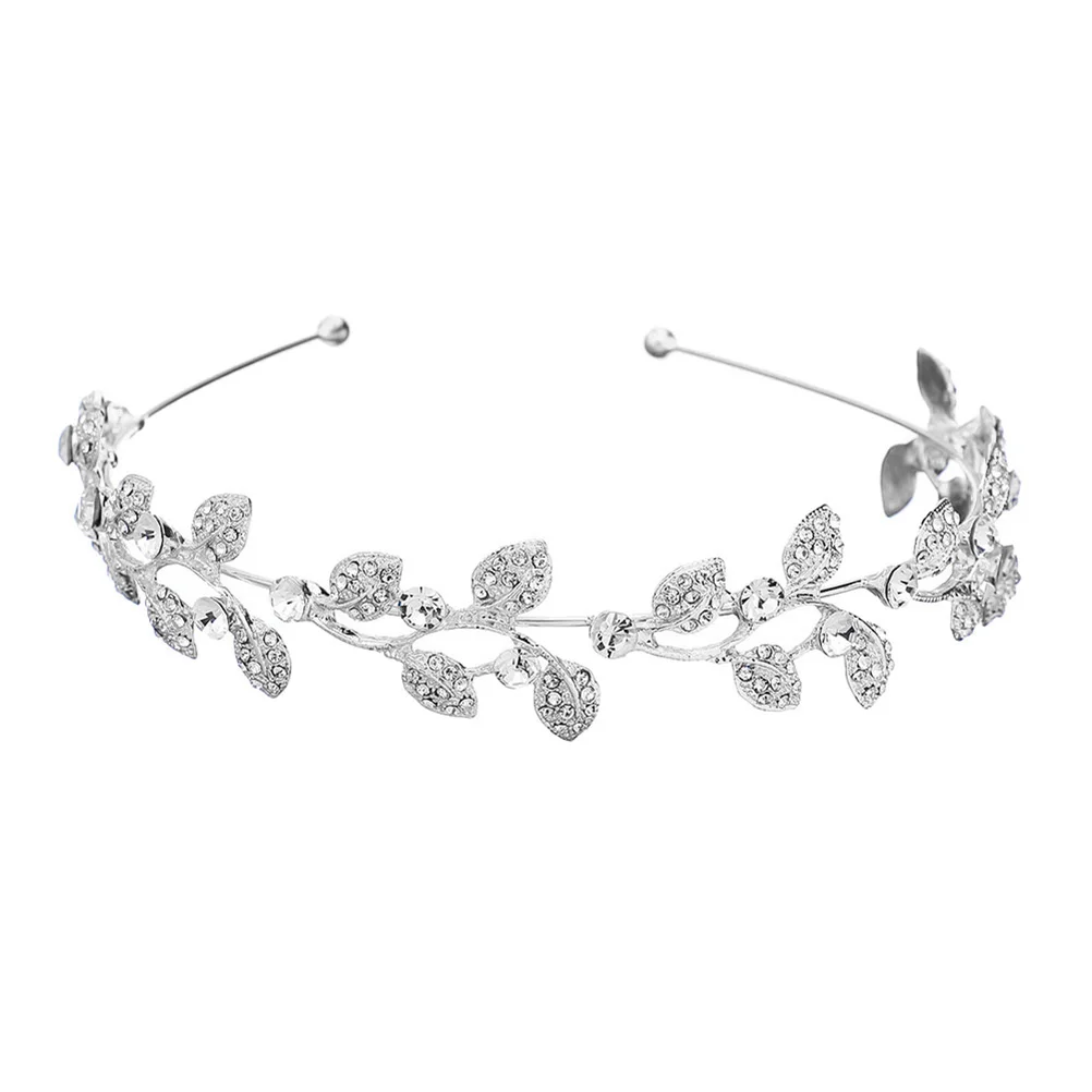 

1 pc Rhinestone Hoop Elegant Alloy Headband Unique Photo Prop Bridal Hair Ornament Leaf-Shaped Hair Accessory Stylish Wedding