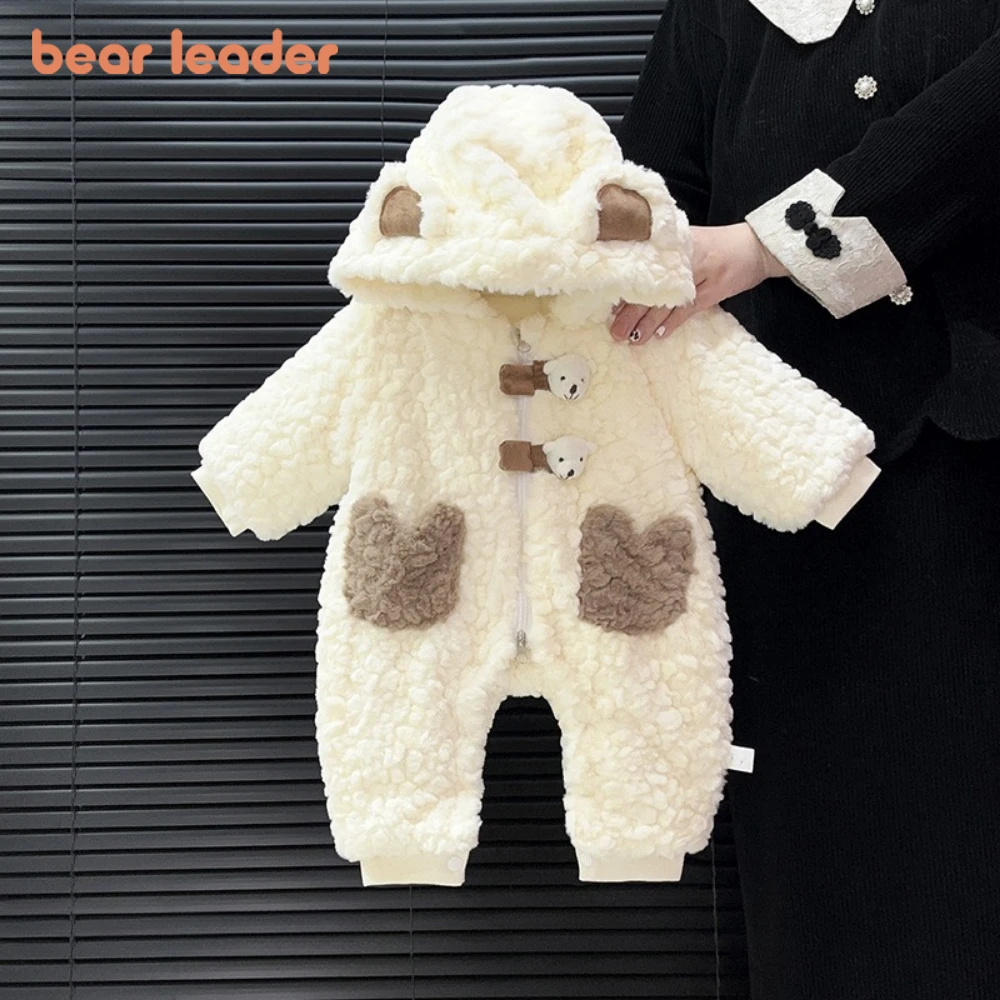 

Bear Leader Baby Clothing Winter Clothes Boys' and Girls' Baby Jumpsuit Plush Thick Cartoon Cute Outdoor Children's Bodysuits