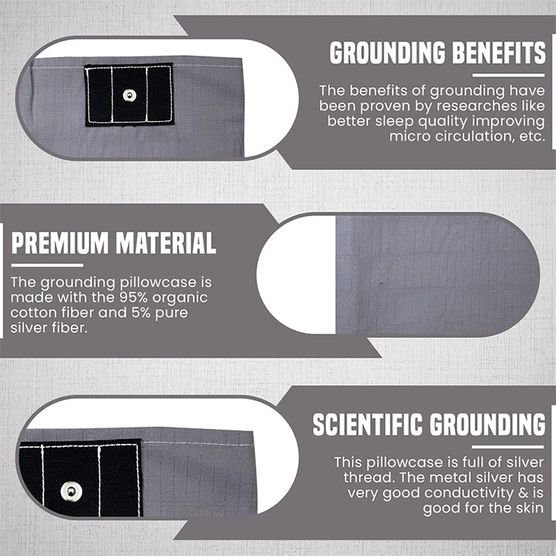 1PCS Grounding Pillowcase Earthing Pillowcase with Cord 95% Cotton And 5% Soft Silver Thread for Healing Sleep Nature Wellness
