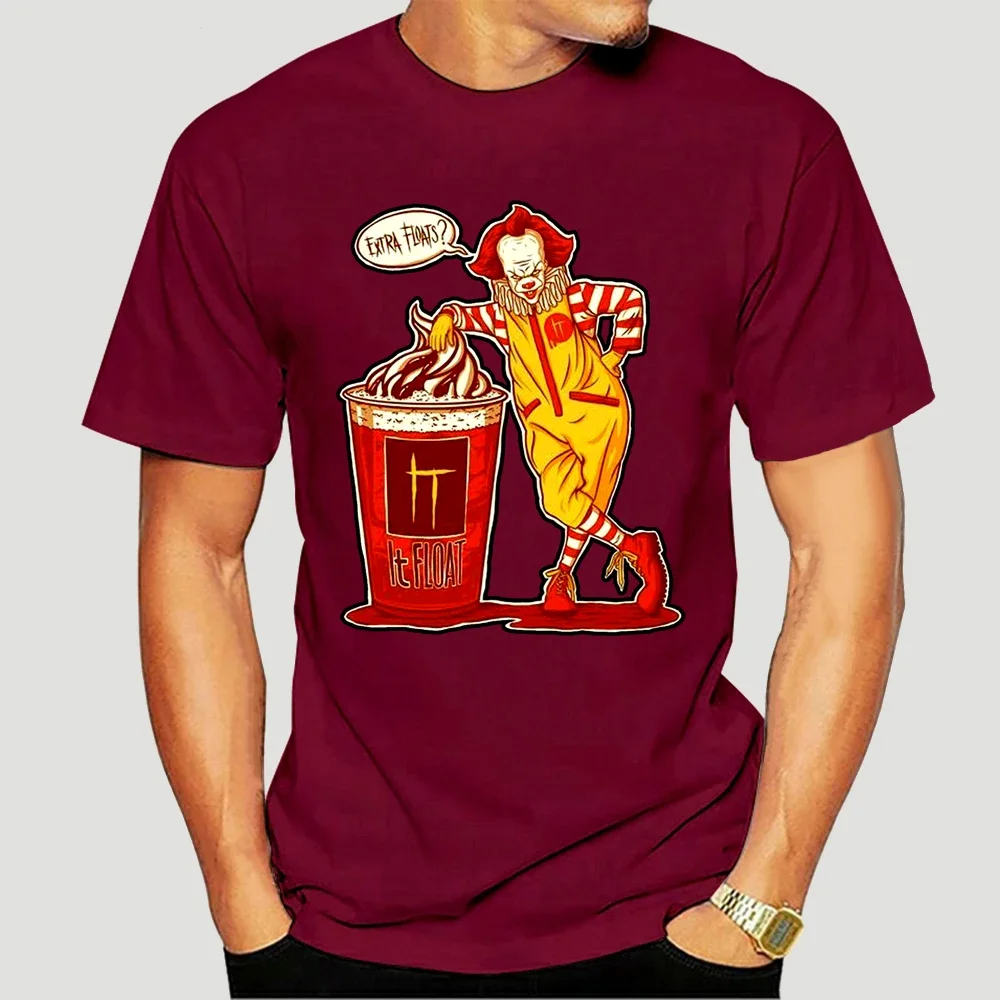 Cool Tops Tee Shirt  It Clown  Mcdonalds Extra Floats Mashup Horror Scary Adult T Shirt  men clothing  streetwear