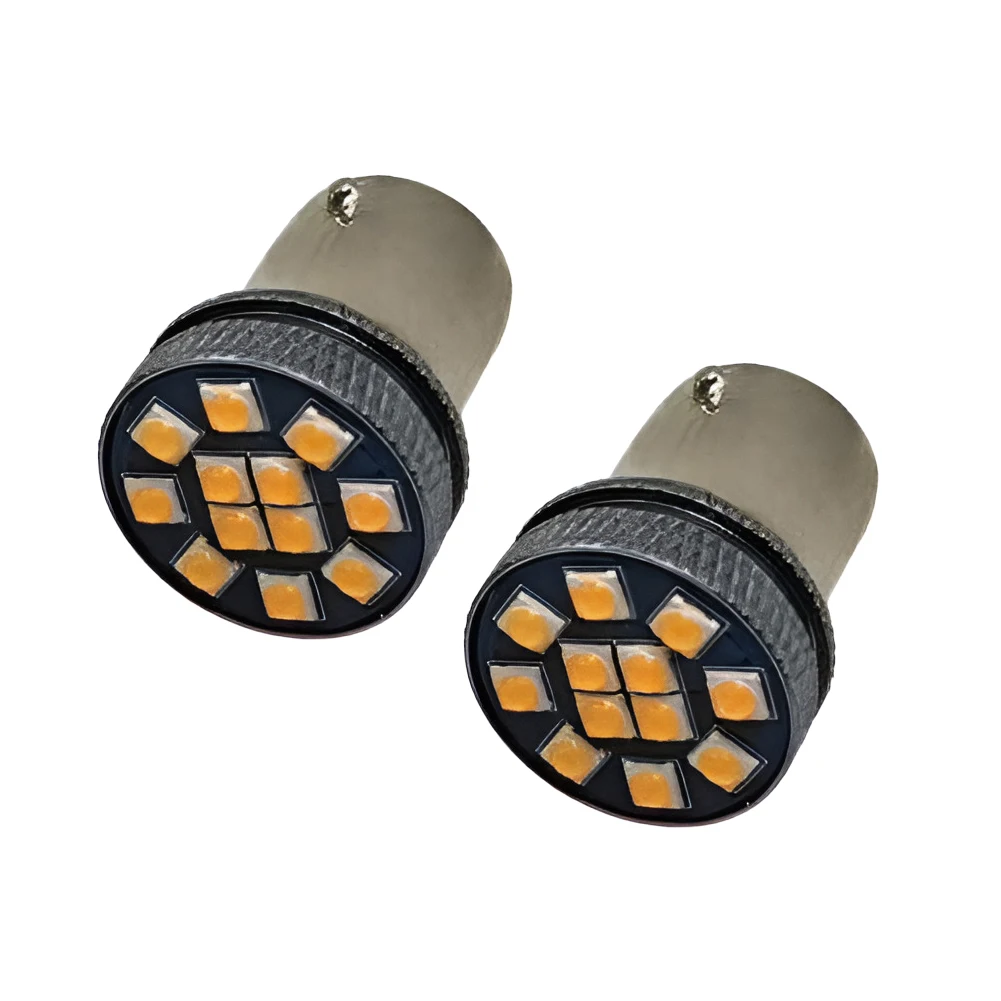 LED arancione 12SMD BAY15D 1156 P21W DRL Indicatori di direzione Lampadine di parcheggio per camion auto P21W BAY15D 1156 1157 7440 3157 T20