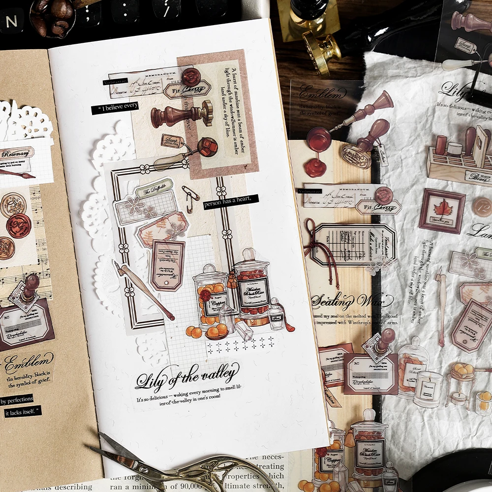 8Packs/Lot Time Attachment Serie Retro Bericht Huisdier Sticker