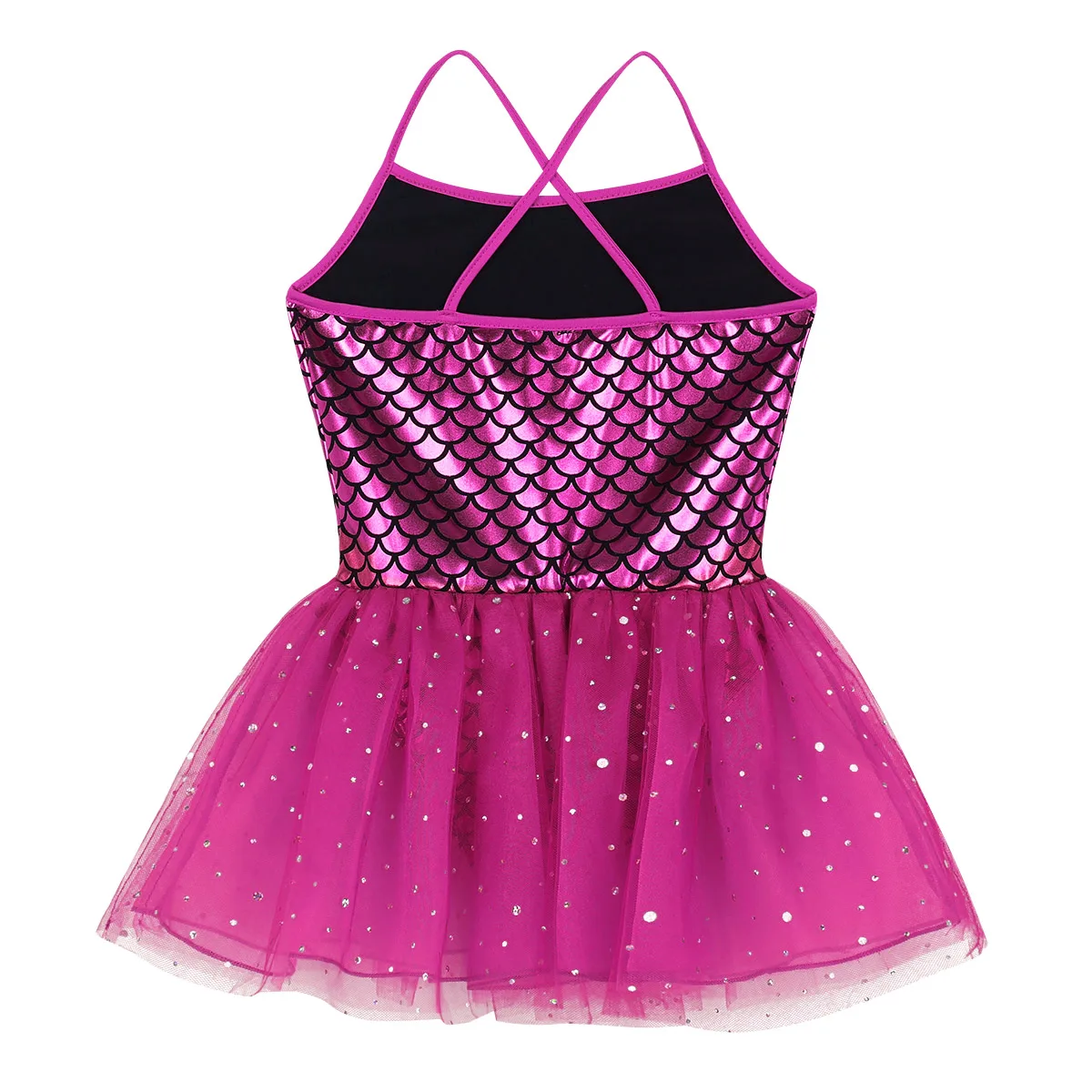 Kids Girls Ballet Dance Dress Sleeveless Glitter Mermaid Gymnastics Tutu Leotard Figure Skating Stage Performance Dancewear