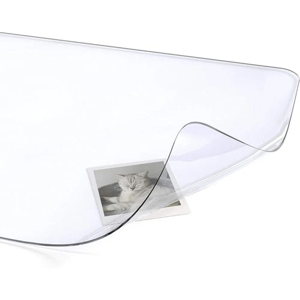 Waterproof & Heat-Resistant Clear PVC Tablecloth - Oil-Proof Protective Film for Dining, Coffee Tables & Computer Desk