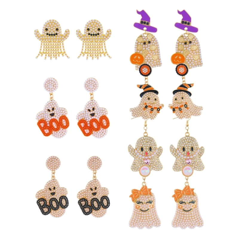 Q39C Photo Ready Halloween Earrings Pair, Alloy Holiday Accessory with Embellished Front for Party Dressing and Festive Wear