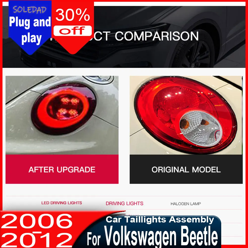 

Светодиодный задний фонарь для Volkswagen Beetle Coupe 2006-2012, задний ходовой свет, стоп-сигнал, динамический указатель поворота