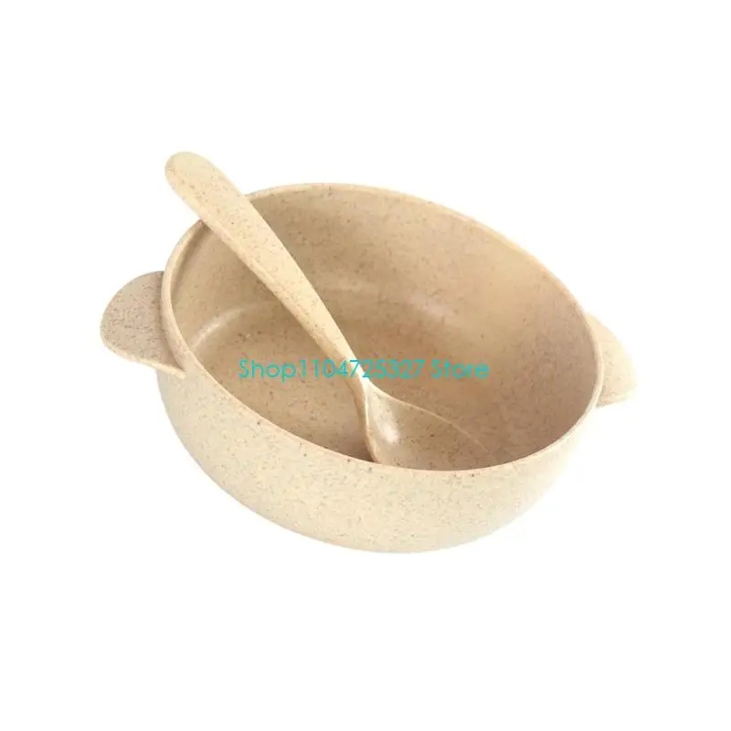 D8KF Unbreakable Wheat Fiber Bowl for Children Heatproof Kitchenware with Natural Design