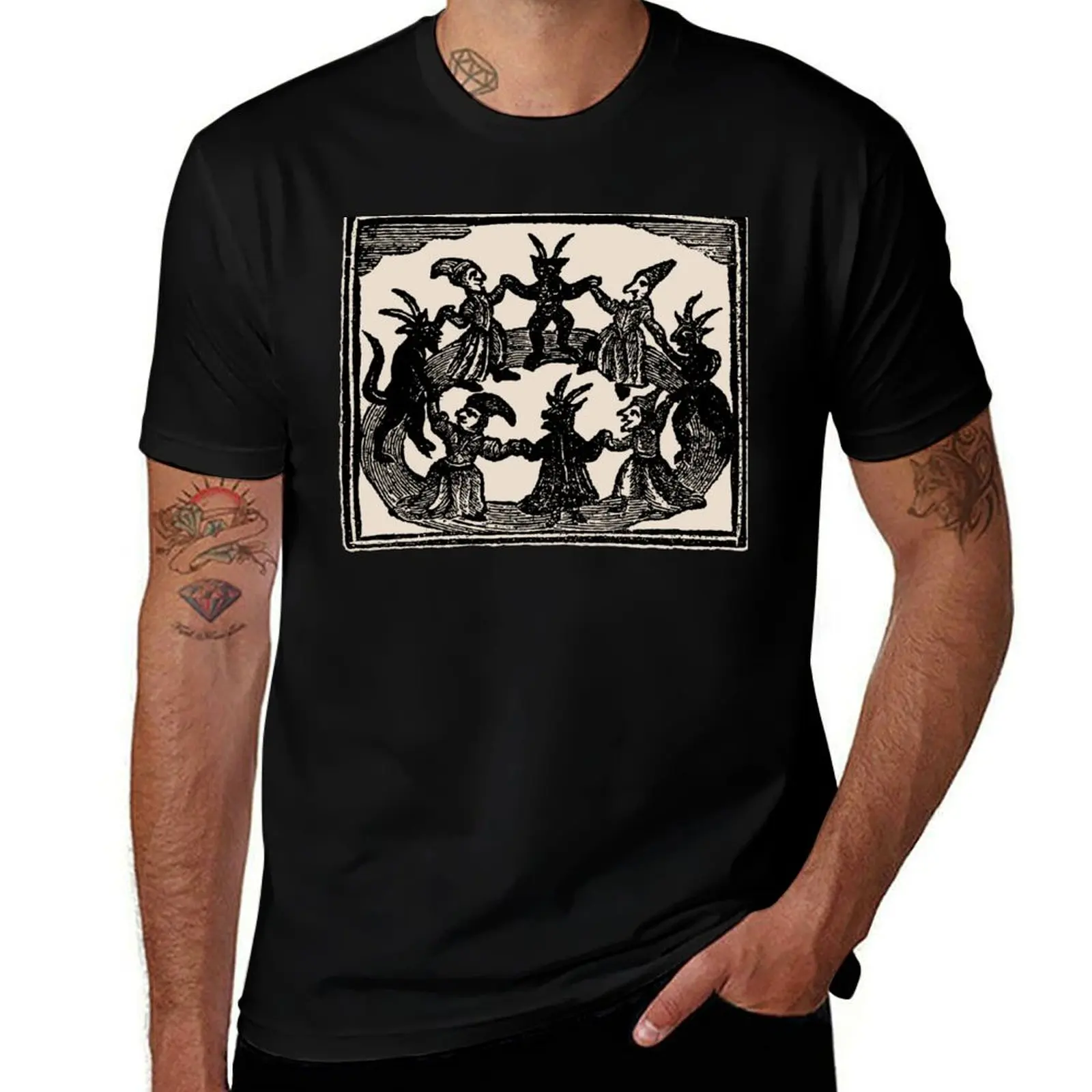 Witches Circle Dance T-Shirt Simple Print Design T-Shirt