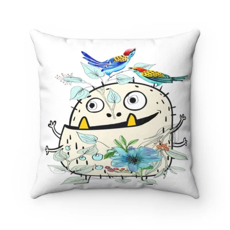 Funny Pillow Cover, Cartoon Character, Polyester Square Pillow Case, Insert not Included