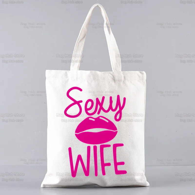 

Сумка-шоппер I Love My Hot Wife, холщовая сумка-тоут в стиле Харадзюку, многоразовая, вместительная, повседневная сумка через плечо, сумка-тоут