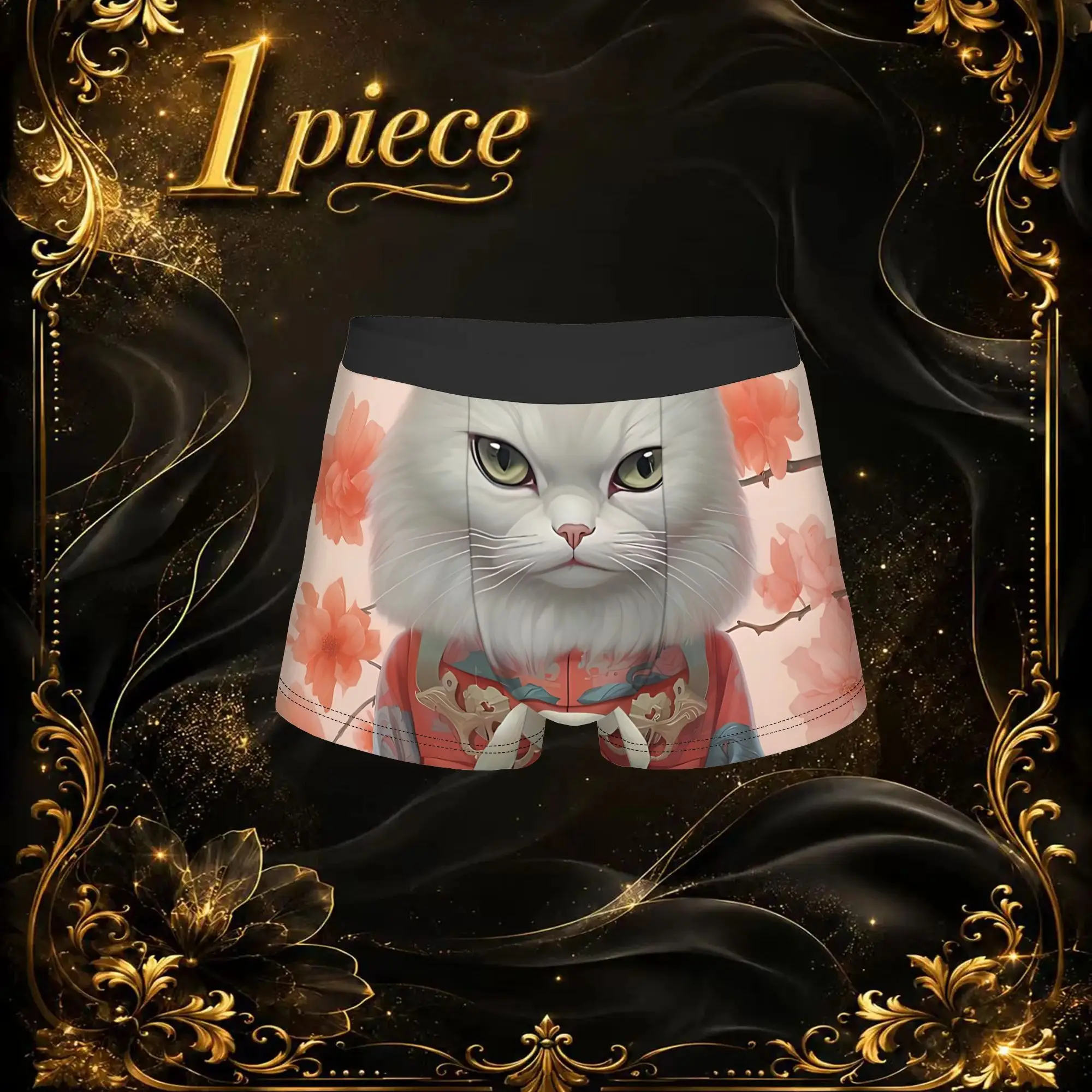 1pc Popular Pastel Samurai Cat Print boxers  adults  Homme Panties Men's Underwear Comfortable Shorts Boxer Briefs