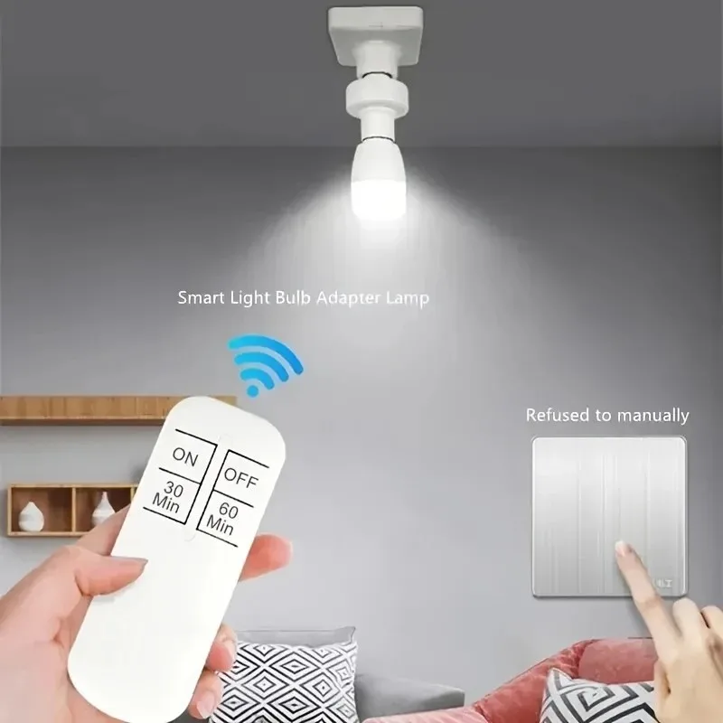 Wireless E27 LED lamp holder and remote switch timer AC 110-240V socket adapter converter for home lighting