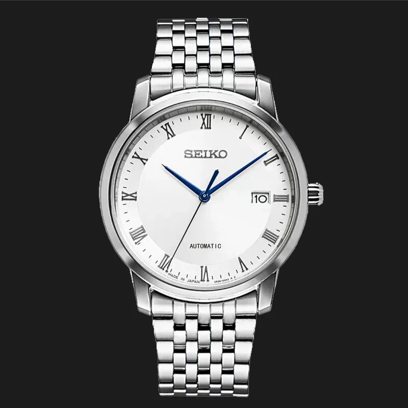 ساعة سيكو الأوتوماتيكية ذات الحركة الميكانيكية ذات الإصدار المحدود بحزام من الفولاذ المقاوم للصدأ كاجوال عصرية للرجال بتقويم متعدد الوظائف