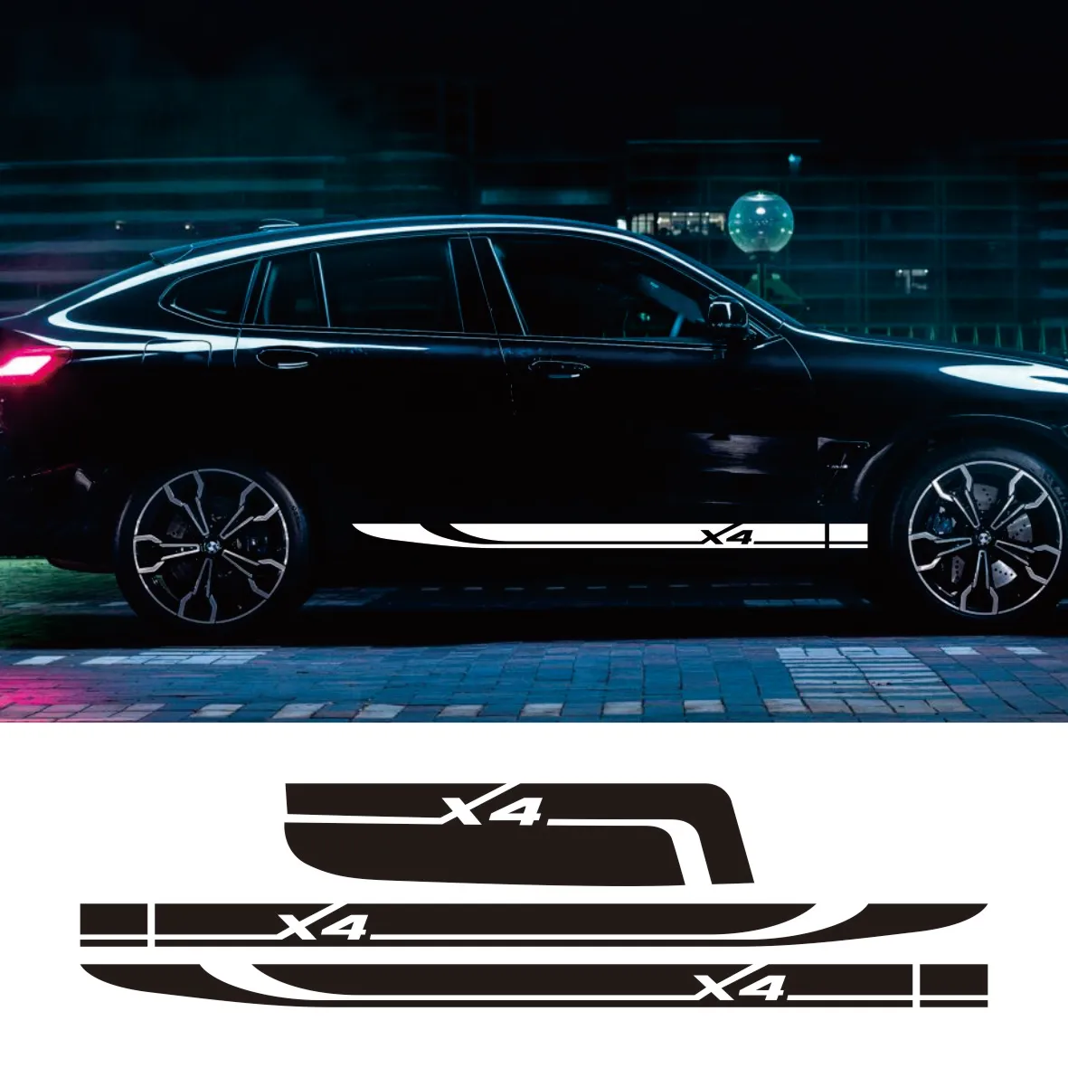 

Car Styling Hood Cover Bonnet Sticker Graphic Side Stripes Skirt Vinyl Decor Decals For BMW X4 G02 2019-Present Accessories