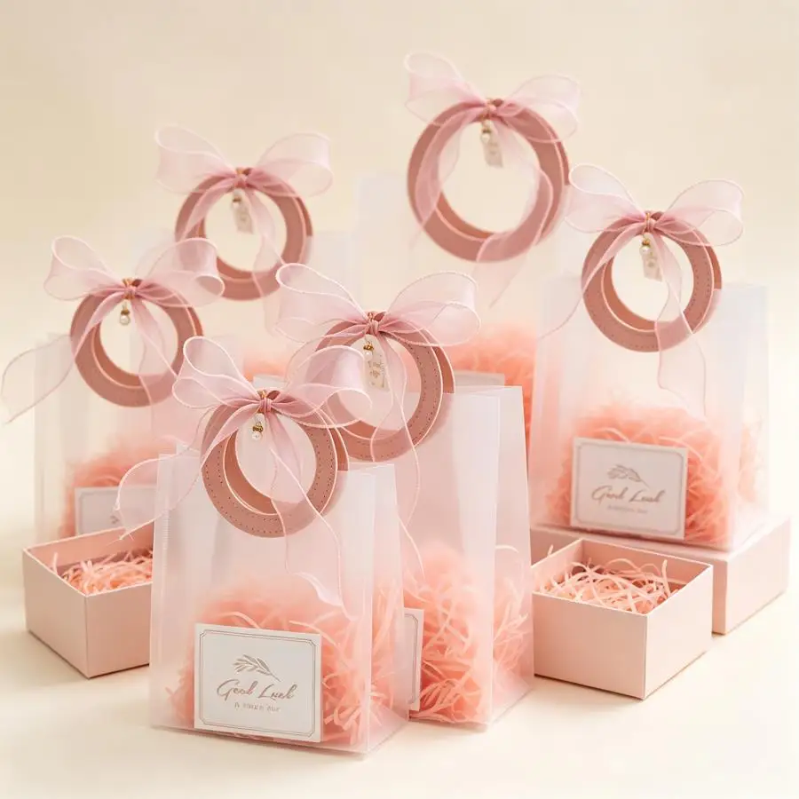 10/20pcs Organza Bow Accent Frosted Gift Hand Bag, Great for Wedding Favors, Birthday Party Giveaways, Bride Shower Souvenir XJM