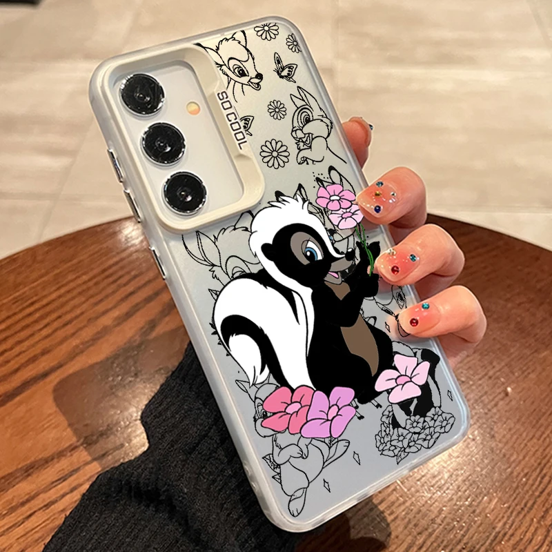 Bambi Disney Flower For Samsung A71 A52 A53 A51 A34 A33 A32 A21S A23 A15 A12 A13 A05 5G Colorful Silver Mobile Back Phone Case