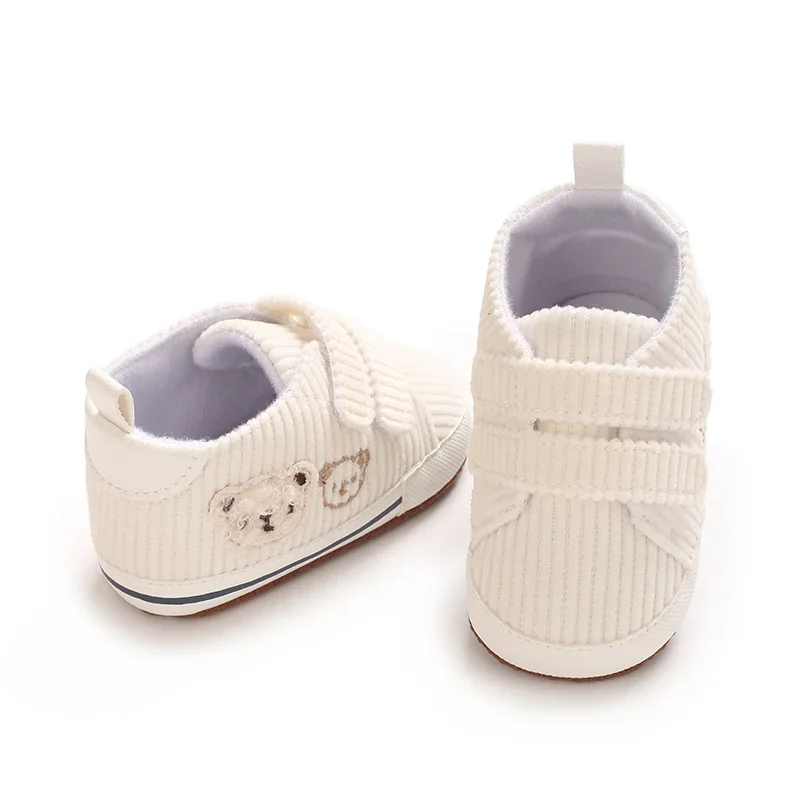 0–18 Monate Baby-Sneaker mit Bären-Stickerei für Jungen und Mädchen, Lauflernschuhe für Kleinkinder, weiche Sohle, Cord, lässige Babyschuhe – Detail 4