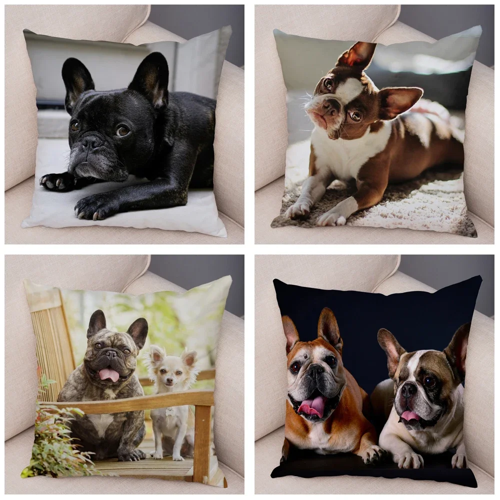 

Pet Animal Mini Bull Fighting Dog Printed Square Pillowslip Polyester Cushion Cover Pillowcase Soft Car Seat Living Room Home