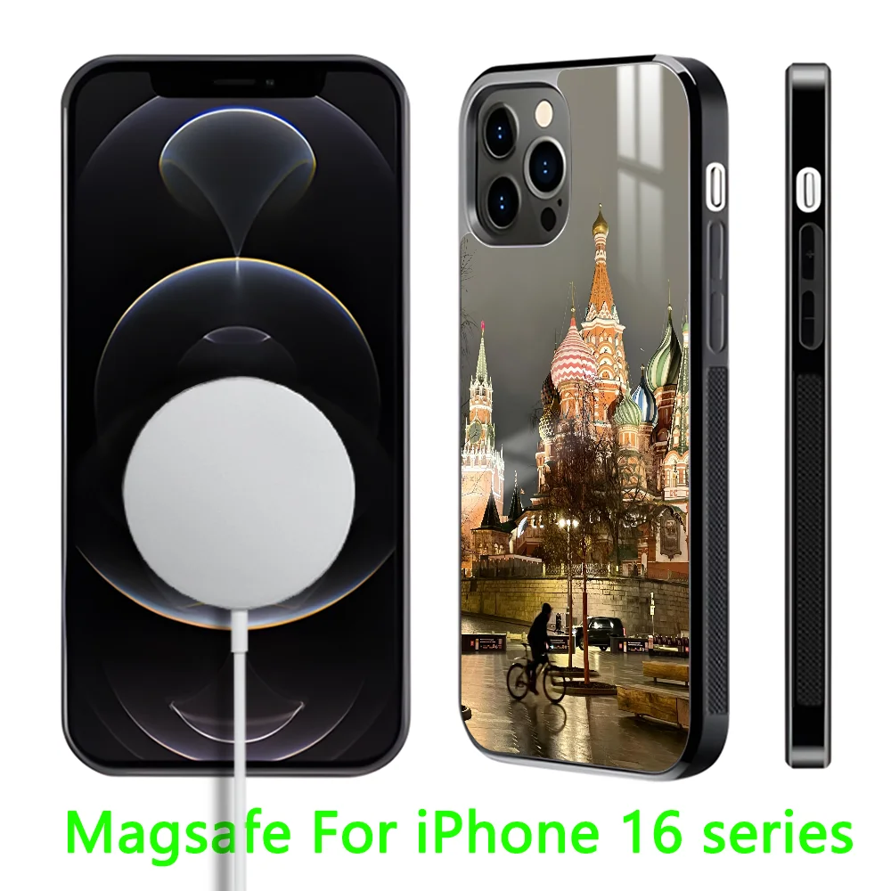 Russia Red Square Moscow Phone Case For iPhone 16 15 14 13 12 11 Pro Max Plus Mini Magnetic Magsafe Wireless Charging Cover