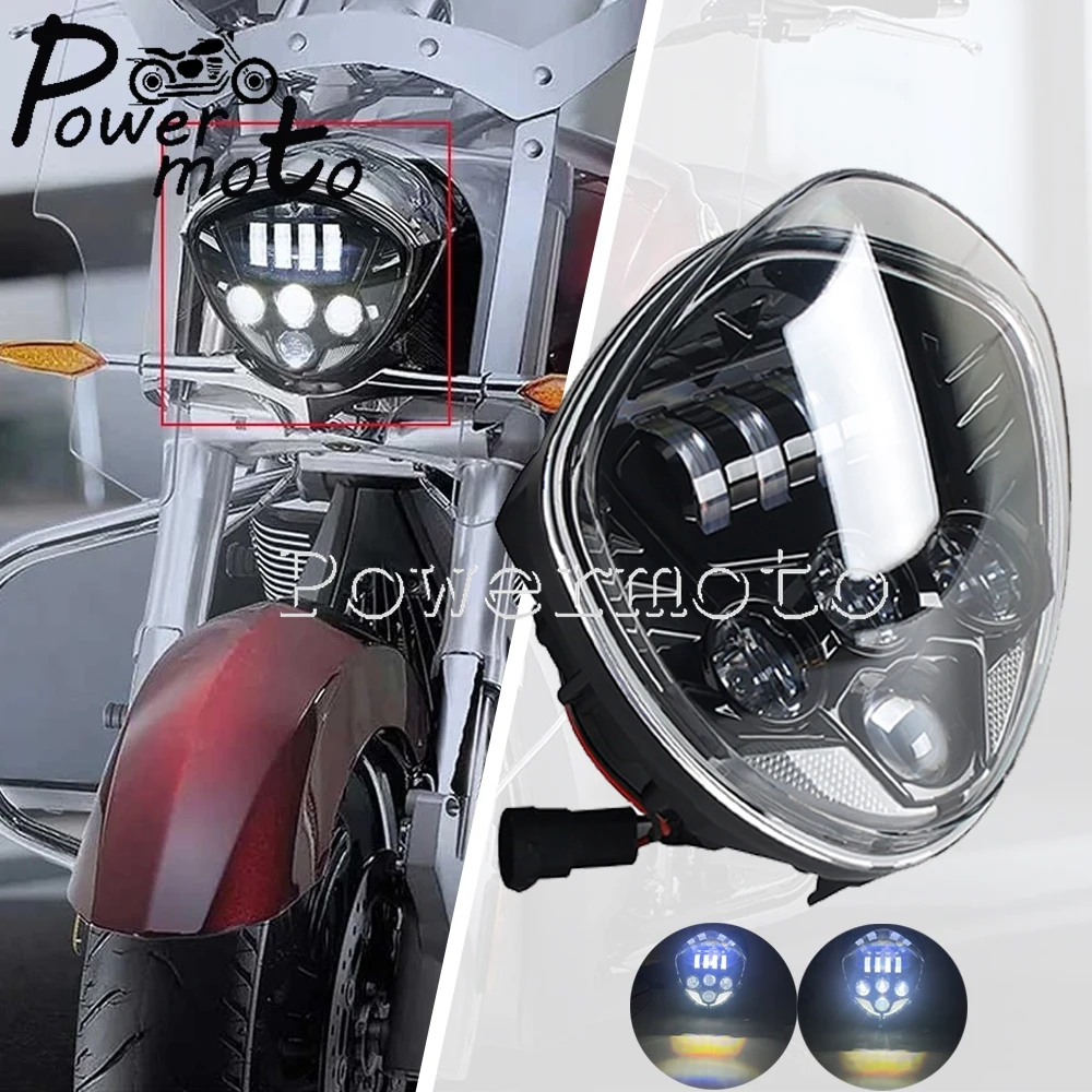 Faro LED para motocicleta Cross Country, faro delantero de haz alto/bajo para Victory Zach Vision Ness Magnum X-1, martillo de bola alta