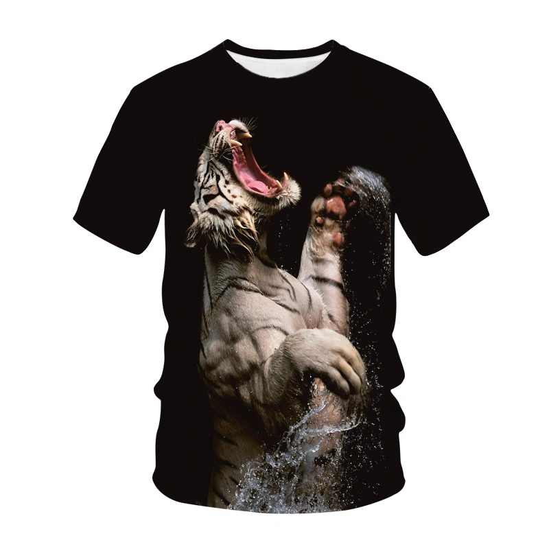 Vintage Fantasy Tiger T Shirts For Men 3D Print Casual Tee Short Sleeve Loose O-Neck Summer TShirts Men Tops Clothing