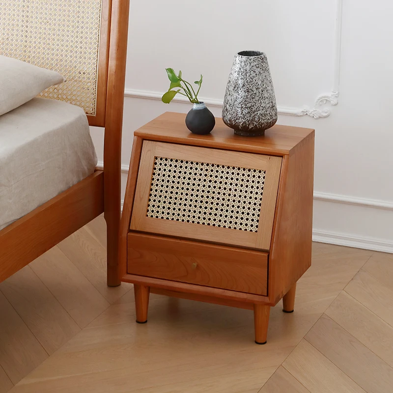 Vine bedside table solid wood cherry wood bedroom bedside cabinet Nordic simple storage storage