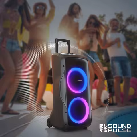 Caixa de Som Bluetooth Tronsmart Halo 300 para Festas, 240W com Entrada para Guitarra/Microfone/XLR, TWS, 20 Horas de Reprodução, Rodas e Alavanca Oculta