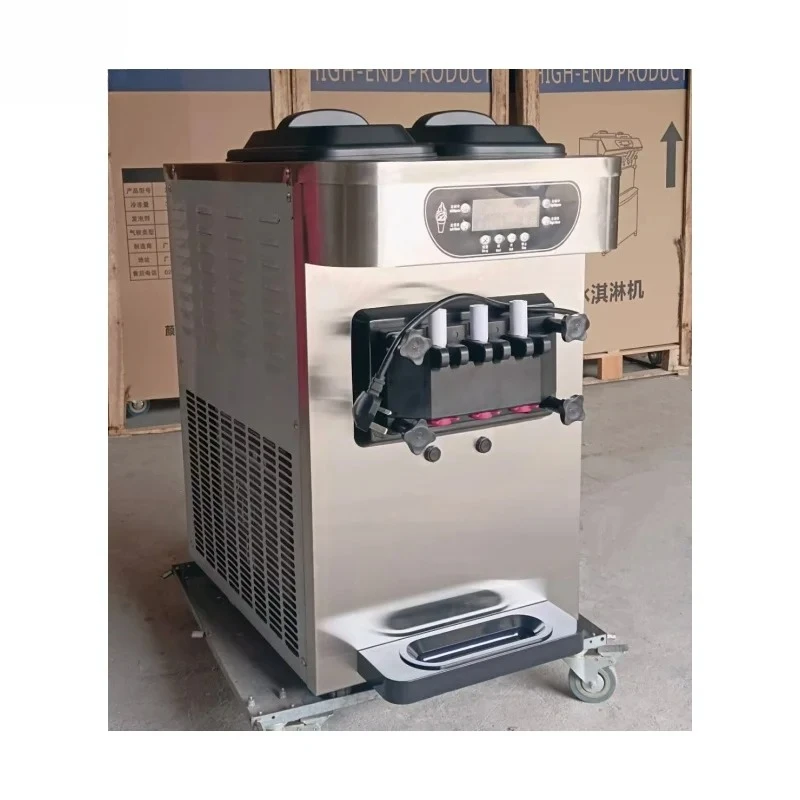 Commercial 22-28L/h Table Top Soft Serve Ice Cream Machine 3 Flavors Stainless Steel Fully Automatic For Sale