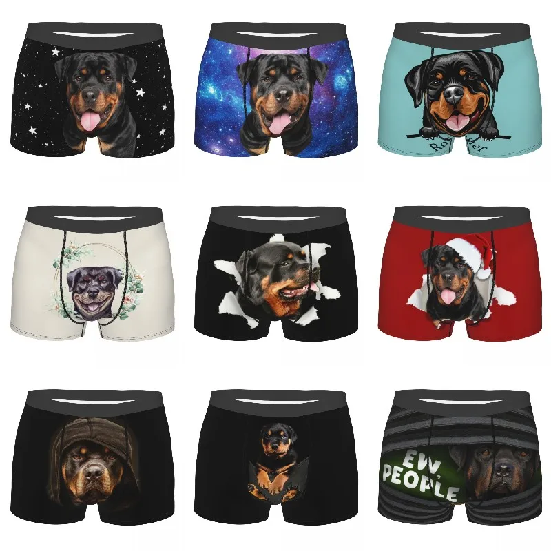 

Custom Rottweiler Dog Underwear Men Stretch Boxer Briefs Shorts Panties Soft Underpants For Male