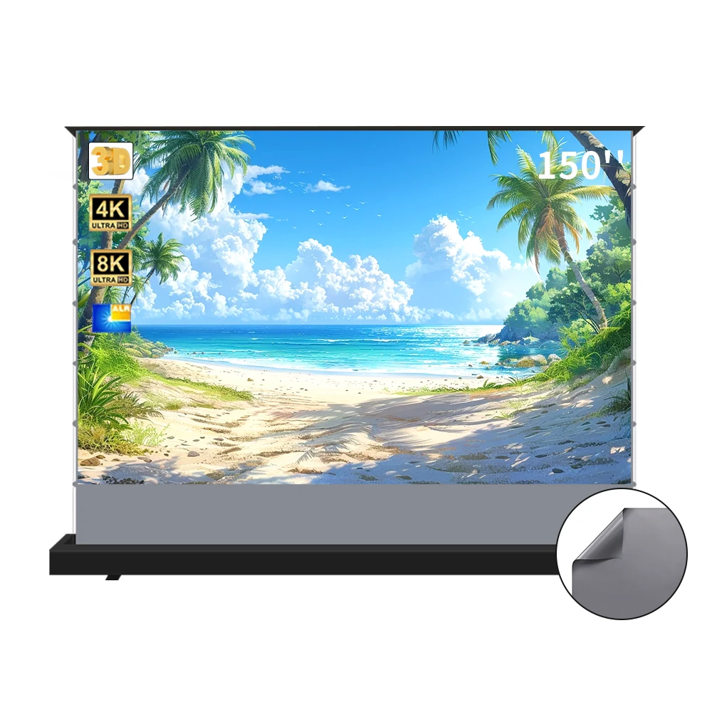 

2024 New ALR Projector Screen 150 inch Black Diamond Motorized Floor Rising Projection Screens Laser TV for long throw projector