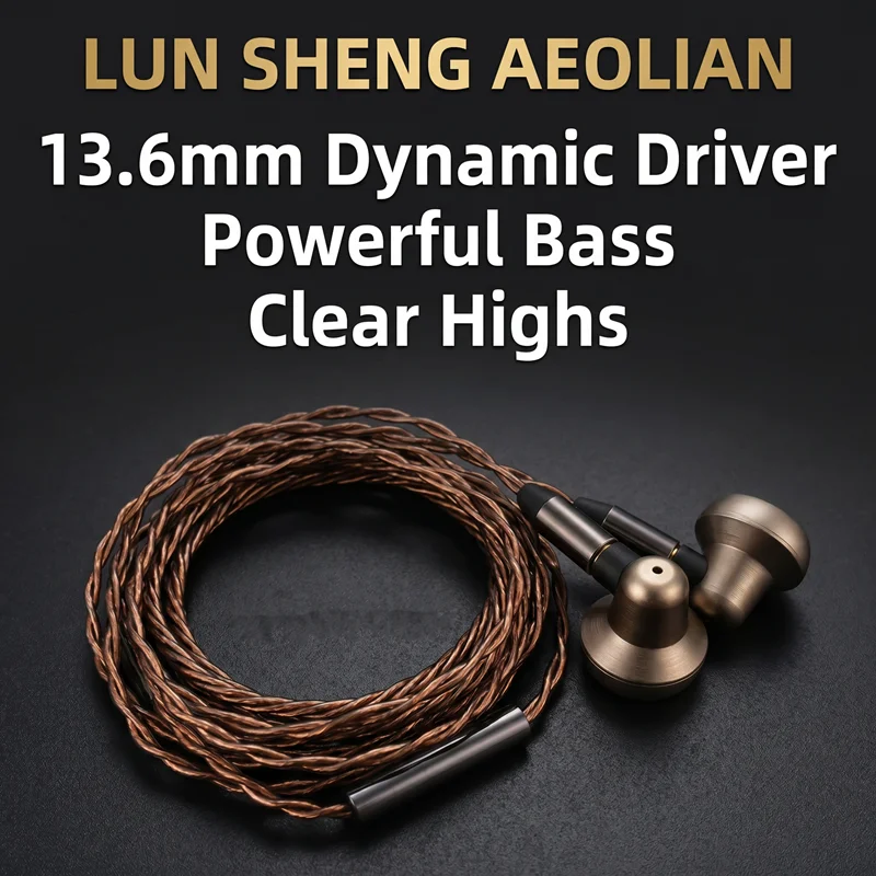 LUN SHENG AEOLIAN Bells – écouteurs intra-auriculaires à tête plate, filaires, HIFI, 13.6mm, pilote dynamique circulaire composite, MMCX