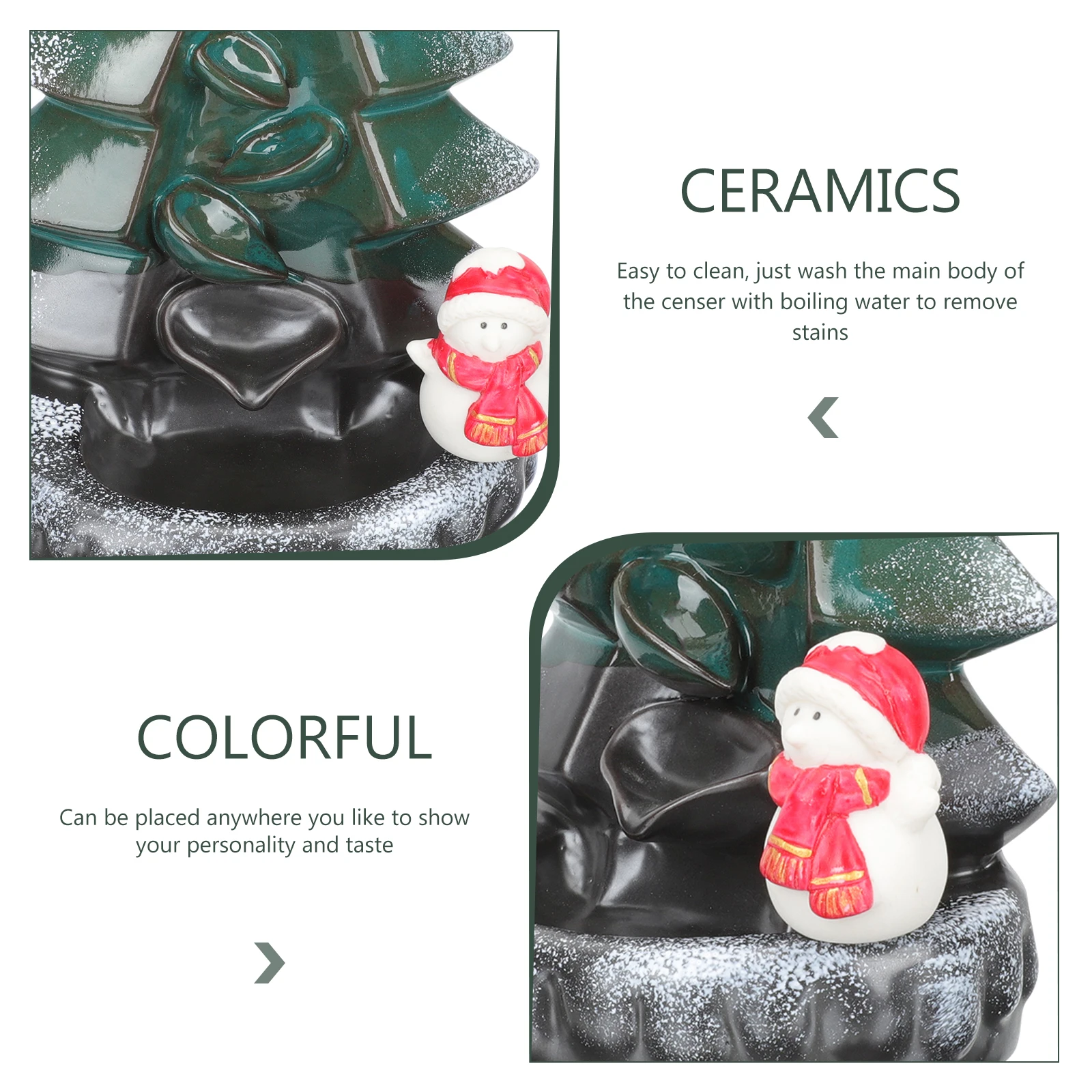 

Exquisite Christmas Tree Incense Burner Back-Flow Holder for Home Office Yoga Room Hotel Library Beautiful Scene Creation