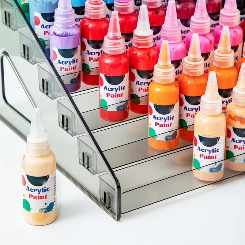 Acrylic Paint Organizer (7 Tier)Paint Brush Holder (26 Slots),Paint Bottle Organizer,For Alcohol Inks And Food Coloring