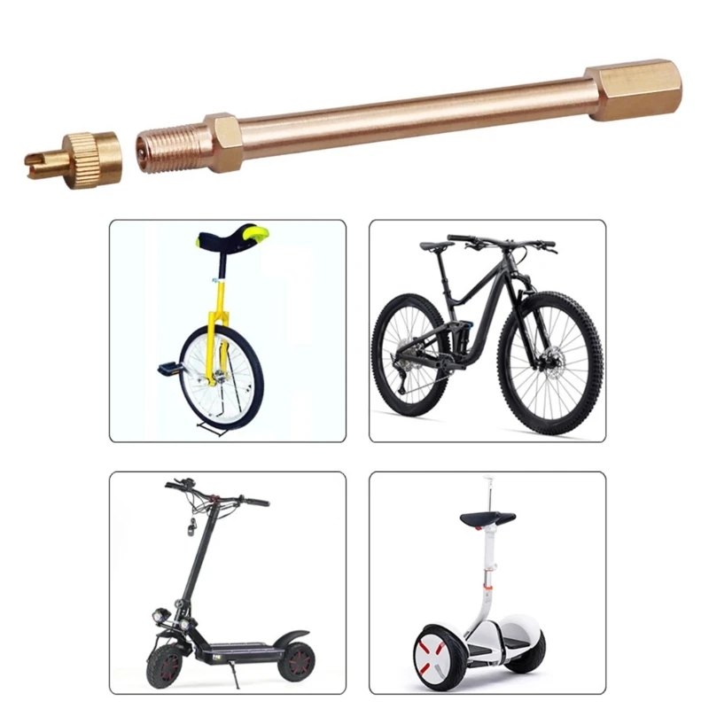 Tire Valves Extension, Straight Tire Valves Stem Extension Brass Adapter for Scooters Mountain Bike Balanced Vehicle D7YA