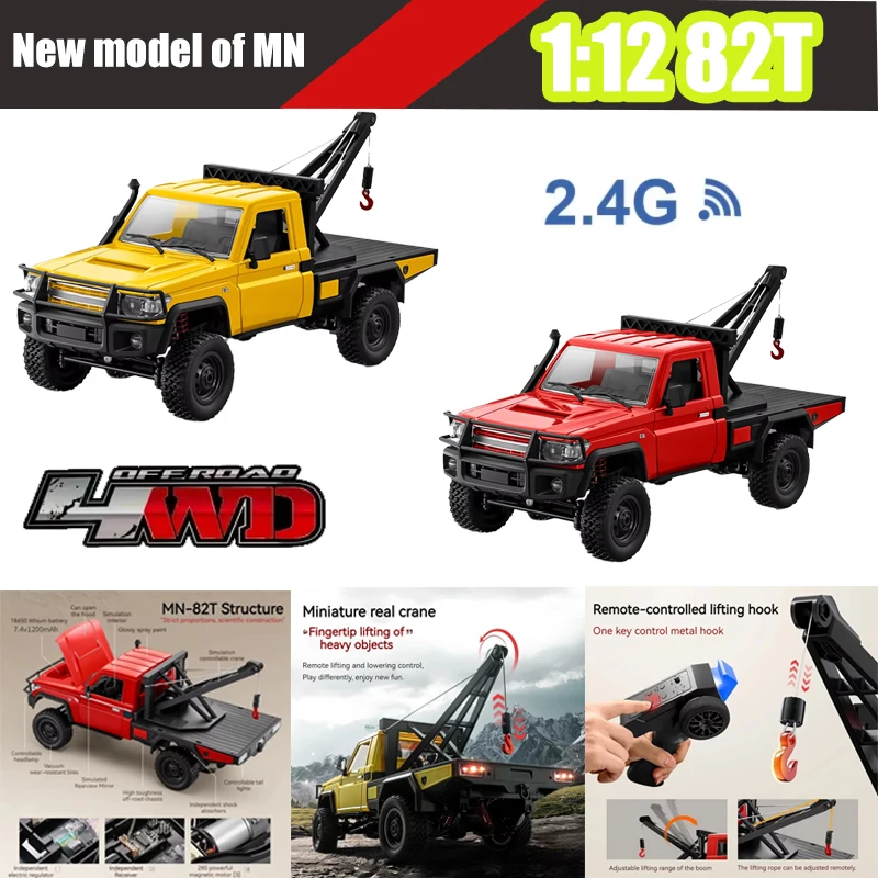 

MN82T RC Electric Rescue Rc Car 1/12 RC Climbing MN82 4WD 2.4G Remote Control Simulation Crane Model Remote Control Car Toys