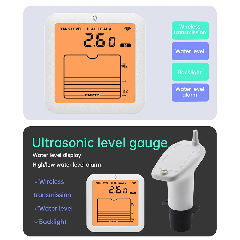 Level Gauge Alarm Instrument Multifunctional Household Digital Display Water Tank, Monitor High and Low Water Level