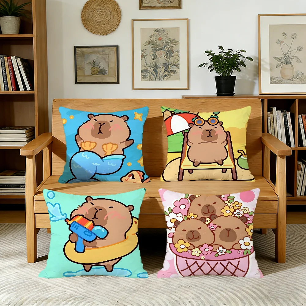 Funda de cojín con dibujos de carpincho, decoración para sofá, hogar, coche, cafetería, oficina, simplicidad nórdica
