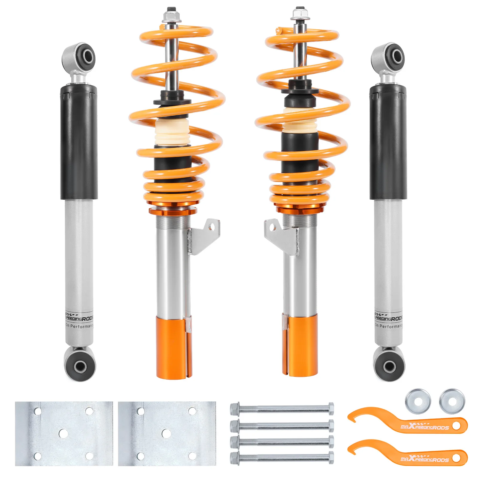MaXpeedingrods Front+Rear Lowering 0-25mm Coilovers Suspension Shock Absorbers Set for VW Caddy MK3 MK4 FWD 2004-2020