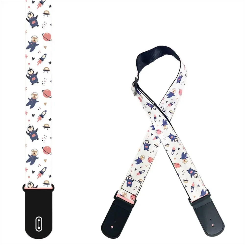 Sangle de guitare électrique de dessin animé mignon, personnalisée, imprimée colorée, ceinture de musique, passe-temps, sangle de guitare acoustique épaisse