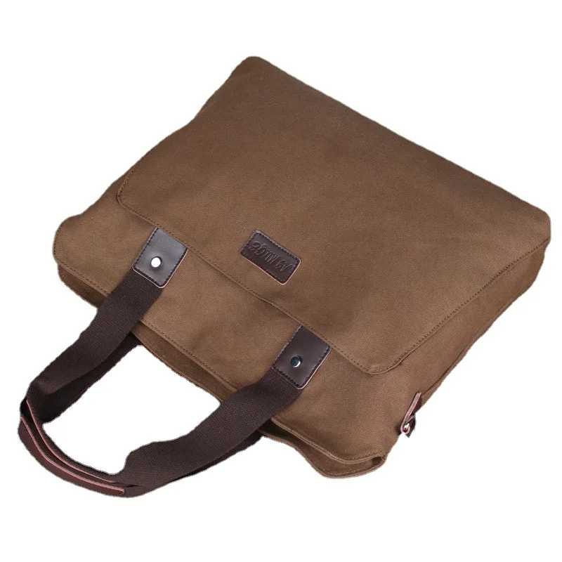 Casual Canvas Men's Briefcase Large Capacity Handbag Fashion Zipper Male Shoulder Messenger Bag Business Laptop Bag