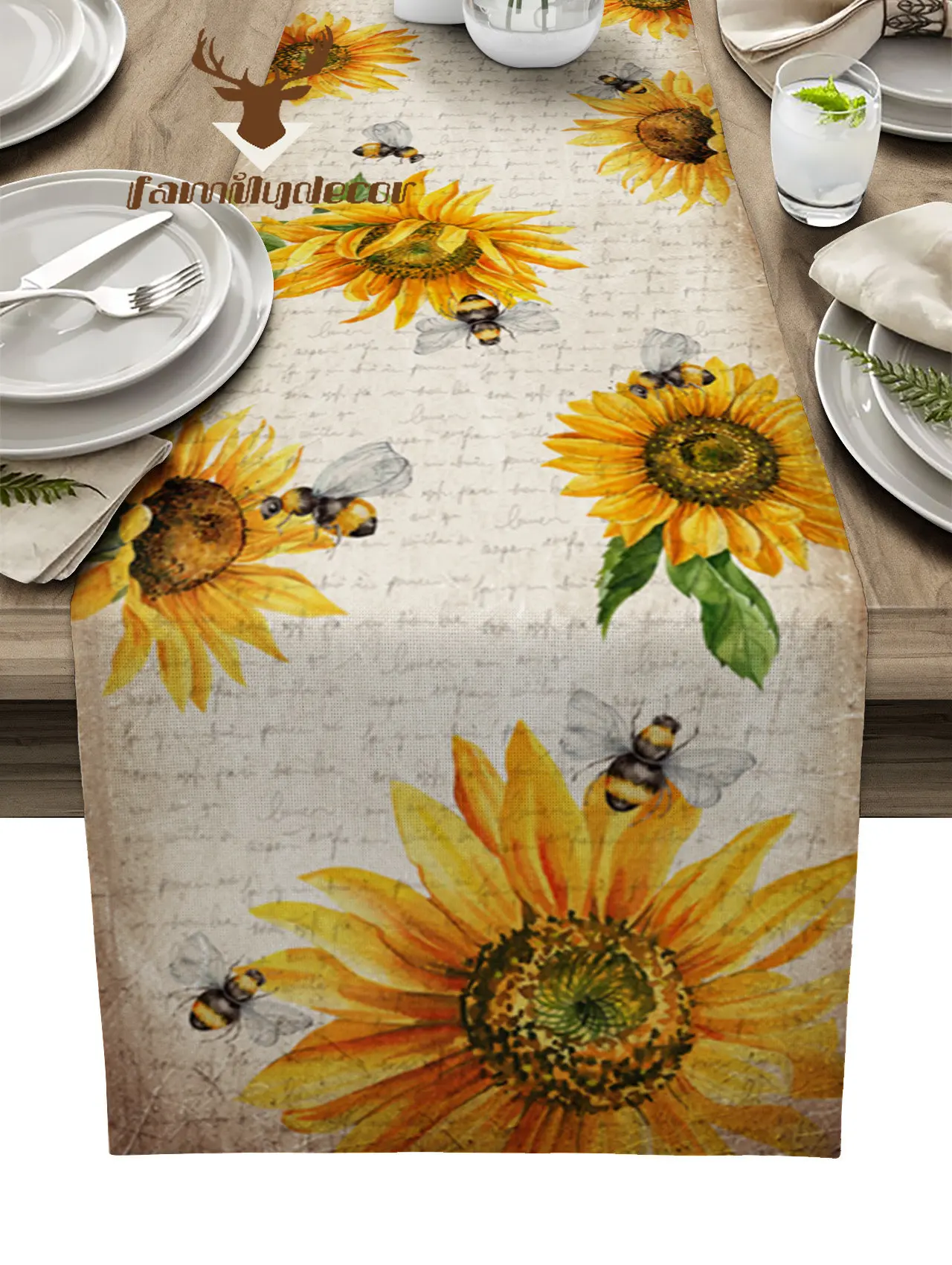 Sunflower Country American Flower Placemat Wedding Centerpieces Table Runners Dining Coffee Accessories Kitchen Tablecloth