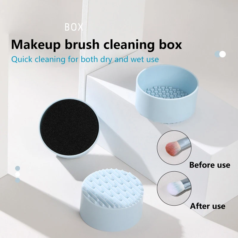 

1PC Portable Makeup Brush Dry Cleaner Box Travel Double Use Eye Shadow Brushes Color Remover Sponge Brush Washing Scrubber