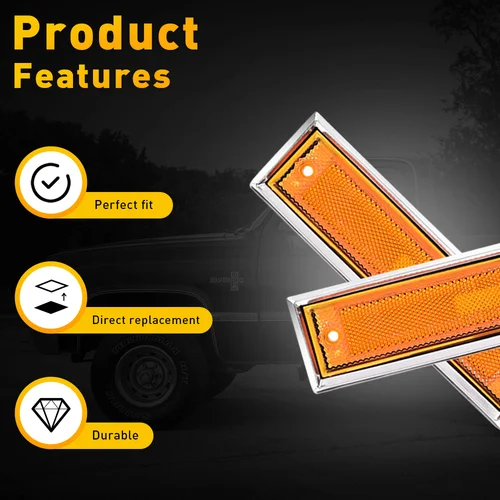 Imagen 2 del producto Luces de posición laterales, juego de par de bisel cromado para camión Chevrolet Blazer GMC Jimmy C/K R IP67, resistente al agua, 2 uds.