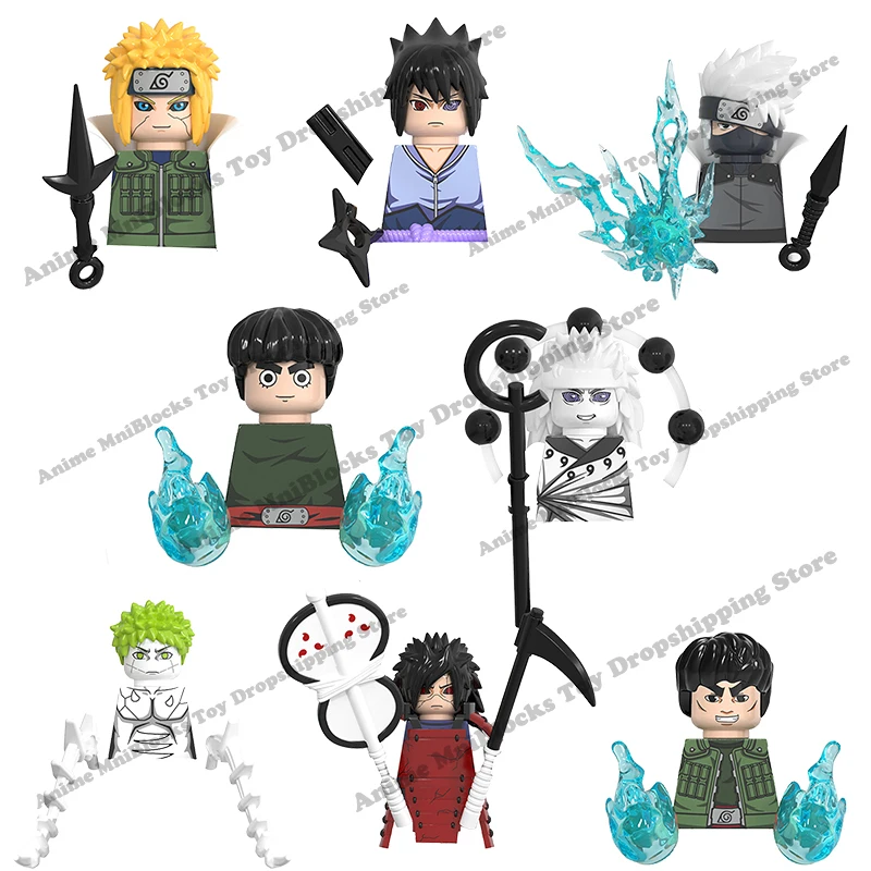 Wm6109 naruto blocos anime sasuke kakashi madara zetsu pode guy rock lee mini figuras de brinquedo ação montar tijolos brinquedos presentes do miúdo