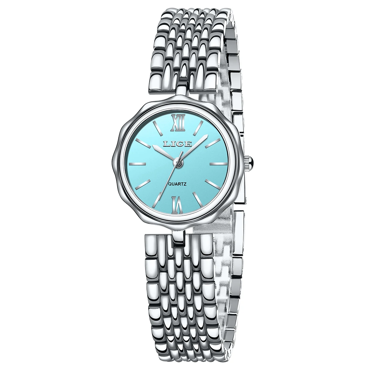 ساعة كوارتز عصرية للنساء من LIGE بسيطة وأنيقة بمينا مربع وحزام من الفولاذ المقاوم للصدأ باللون الذهبي مقاومة للماء ساعات عمل ترفيهية + صندوق #6