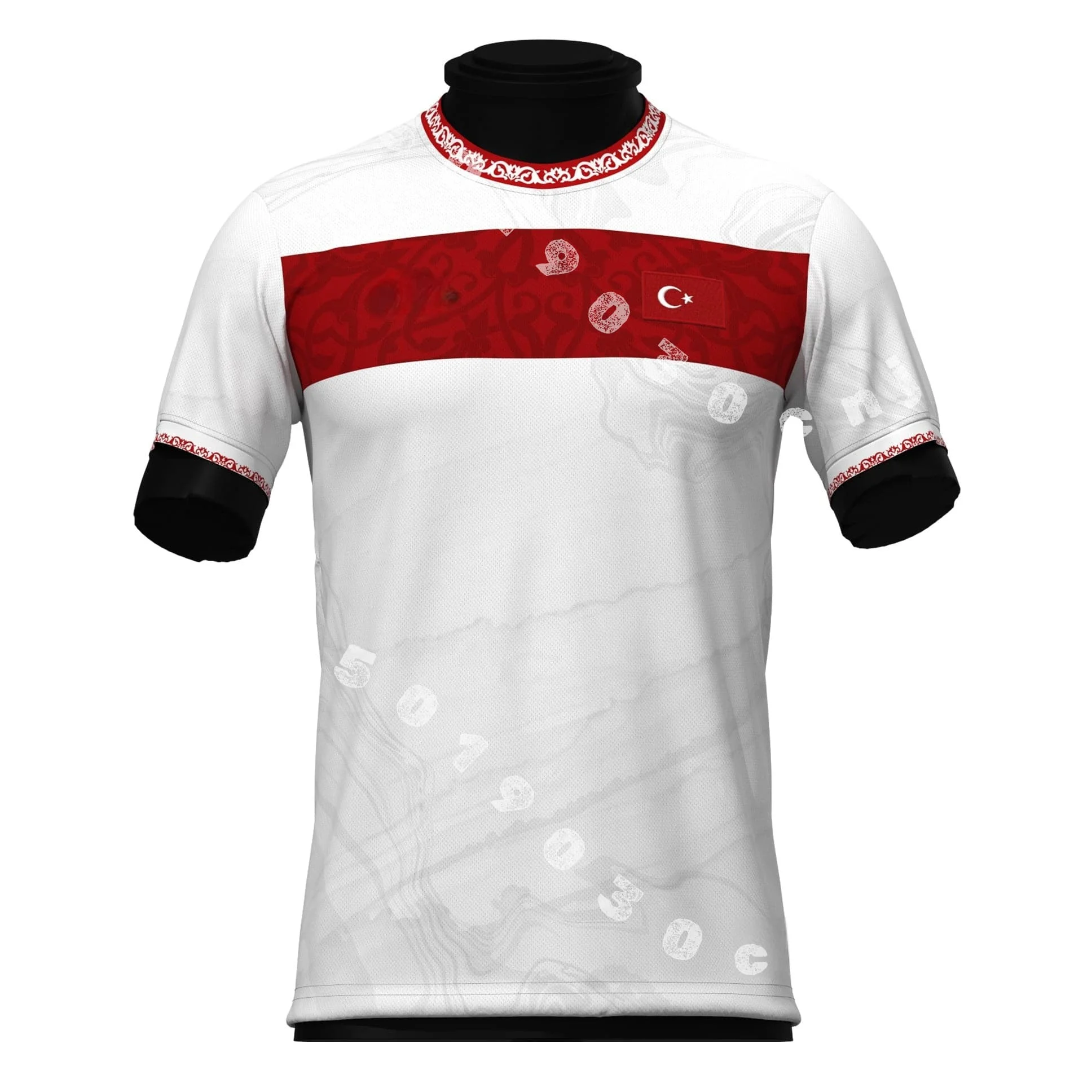 2026 Summer New Turkey Ottoman Floral Print Football Jersey Family Matching T-shirt Suitable for Daily and Training Wear Fashion